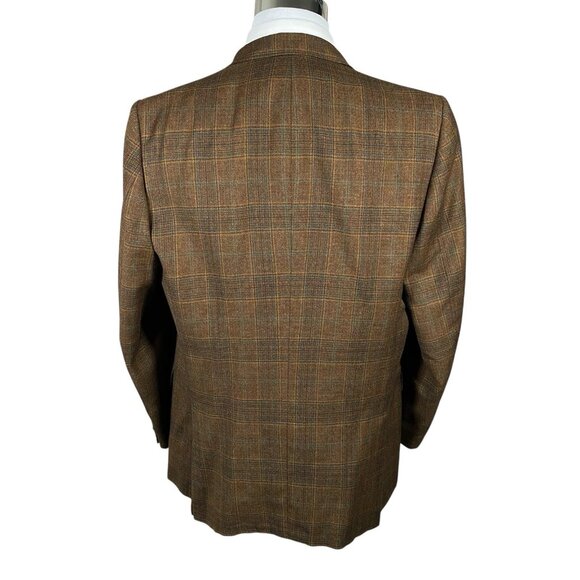 Vintage 60s 70s Kingsridge Sport Coat 44L 46L Brown Plaid Academia Ivy League - Picture 5 of 15